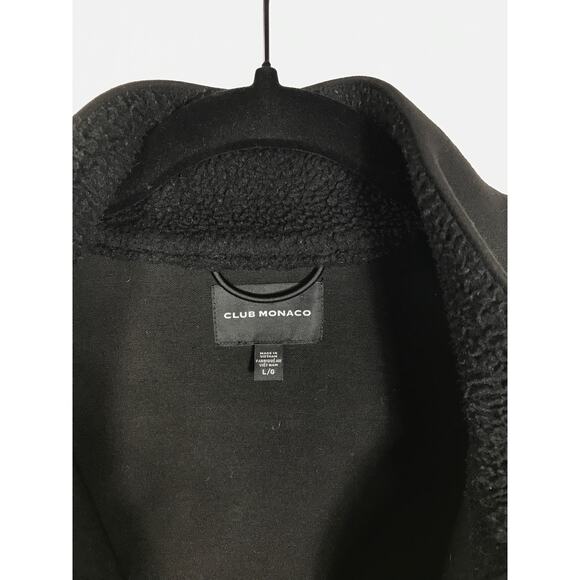 Club Monaco Men's Fleece Panelled Tech-Jersey Sweatshirt Black Large Warm Comfy - Picture 6 of 12